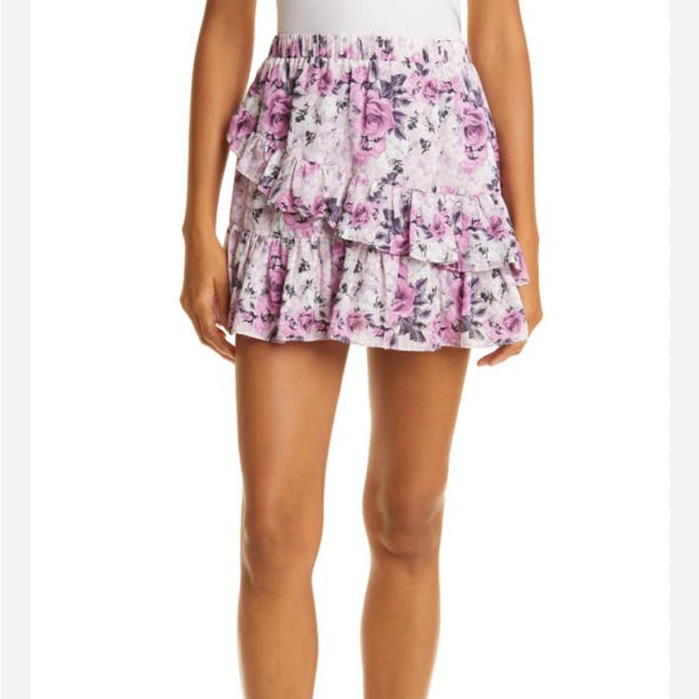 LoveShackFancy Floral Ruffle Mini Skirt M | Romantic Coquette Cottagecore